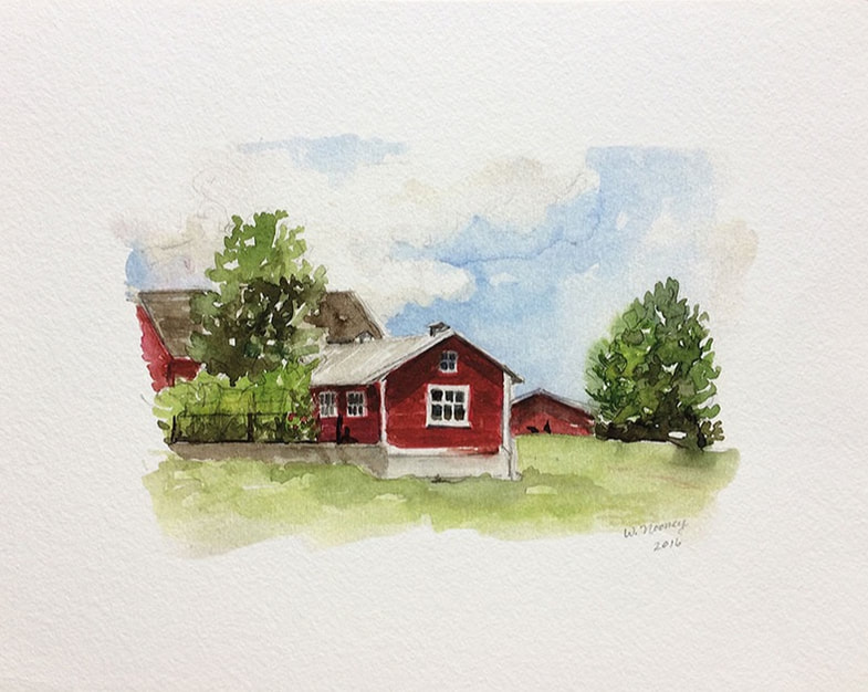 Kinderhook Farm Watercolor Print